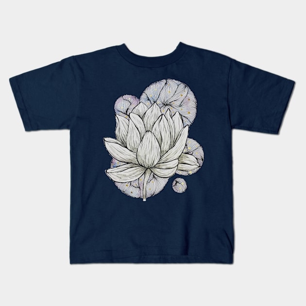 Lotus flower abstract IV Kids T-Shirt by amyliafaizalart